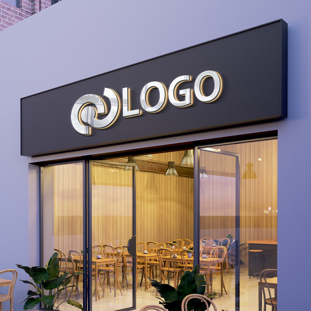 Außen-Leuchtschild mit 3D-Logo
